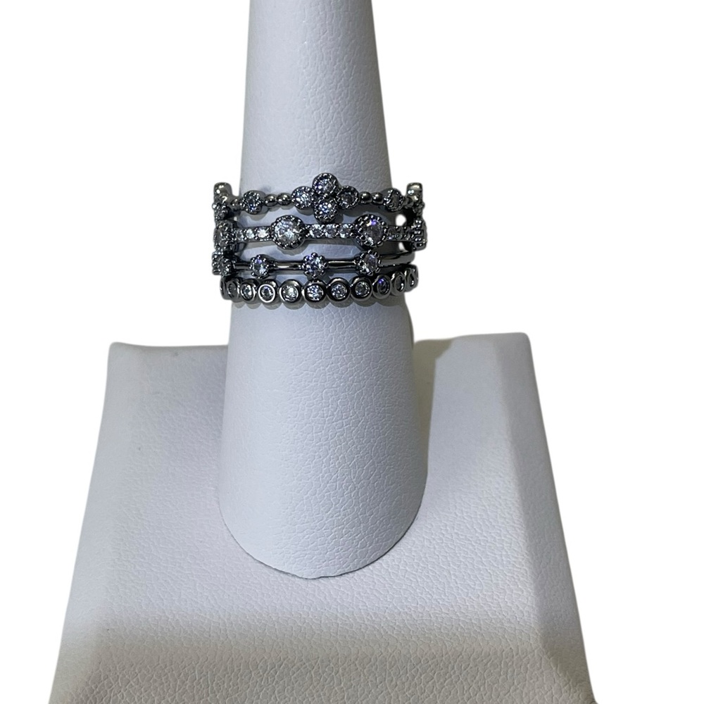 Bomb Party Delicates SZ 8 Rings Less Noise, More Meaning Diamond CZ Hematite NWT